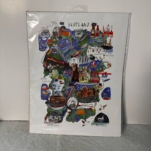 Scotland Illustrated Wall Art Print 🦢🌴☀️